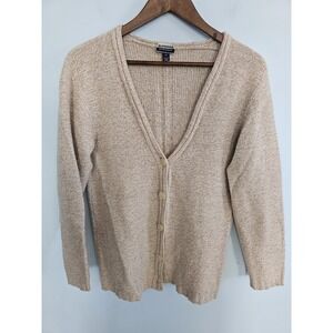 Superega Tan Cashmere Cardigan Preppy Academia Sweater Size M